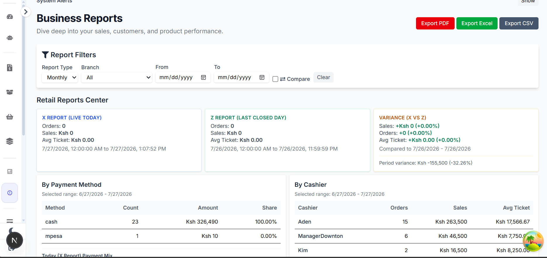 Adeera Business OS — Business Reports Center