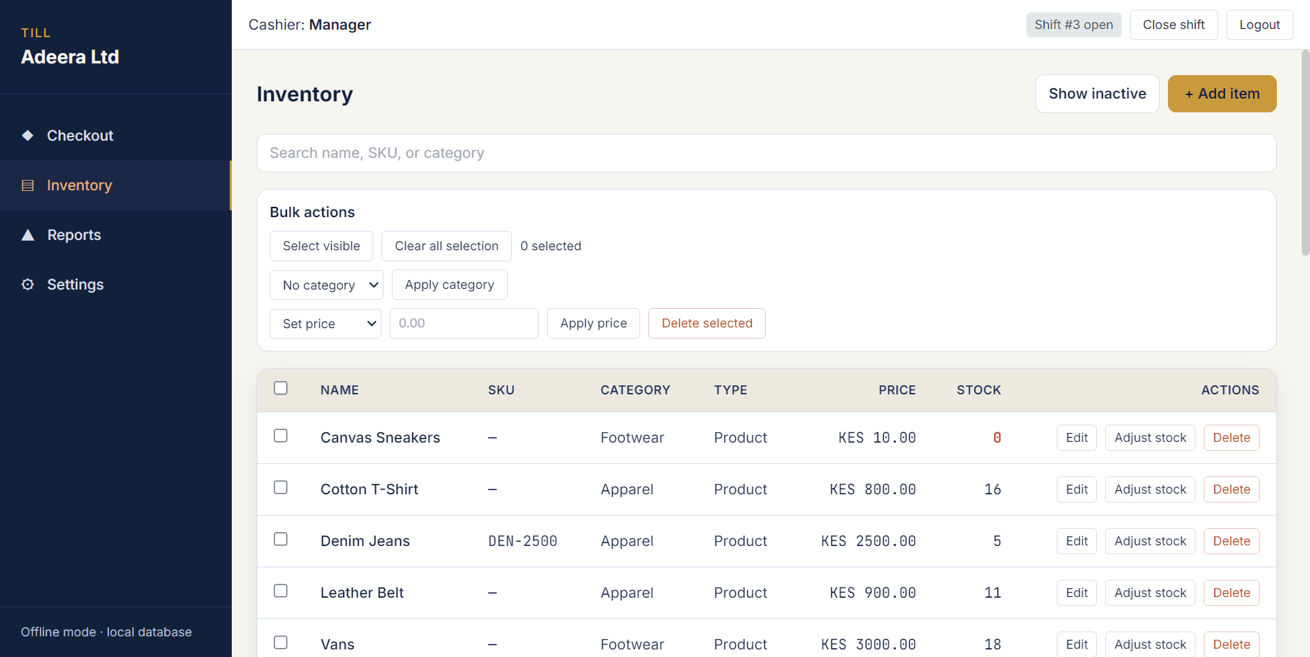 Kesho Labs POS — inventory