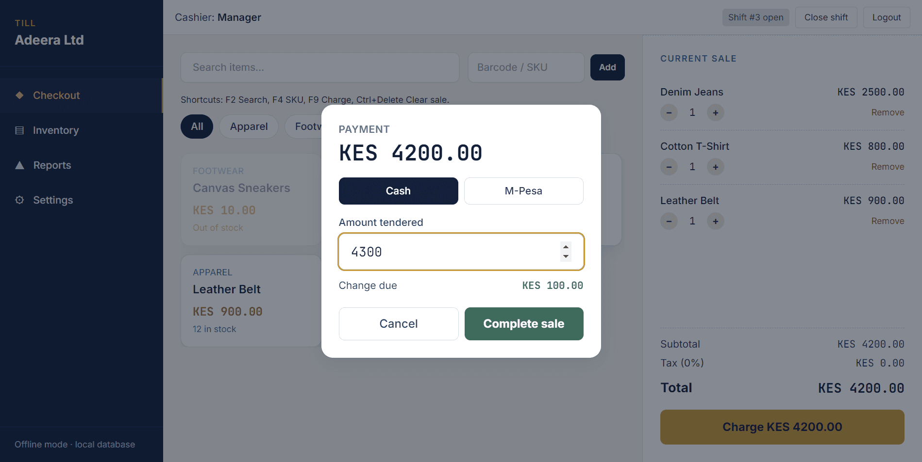 Kesho Labs POS — payment