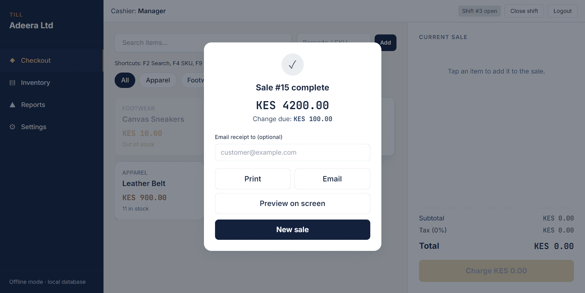 Kesho Labs POS — Receipt Confirmation